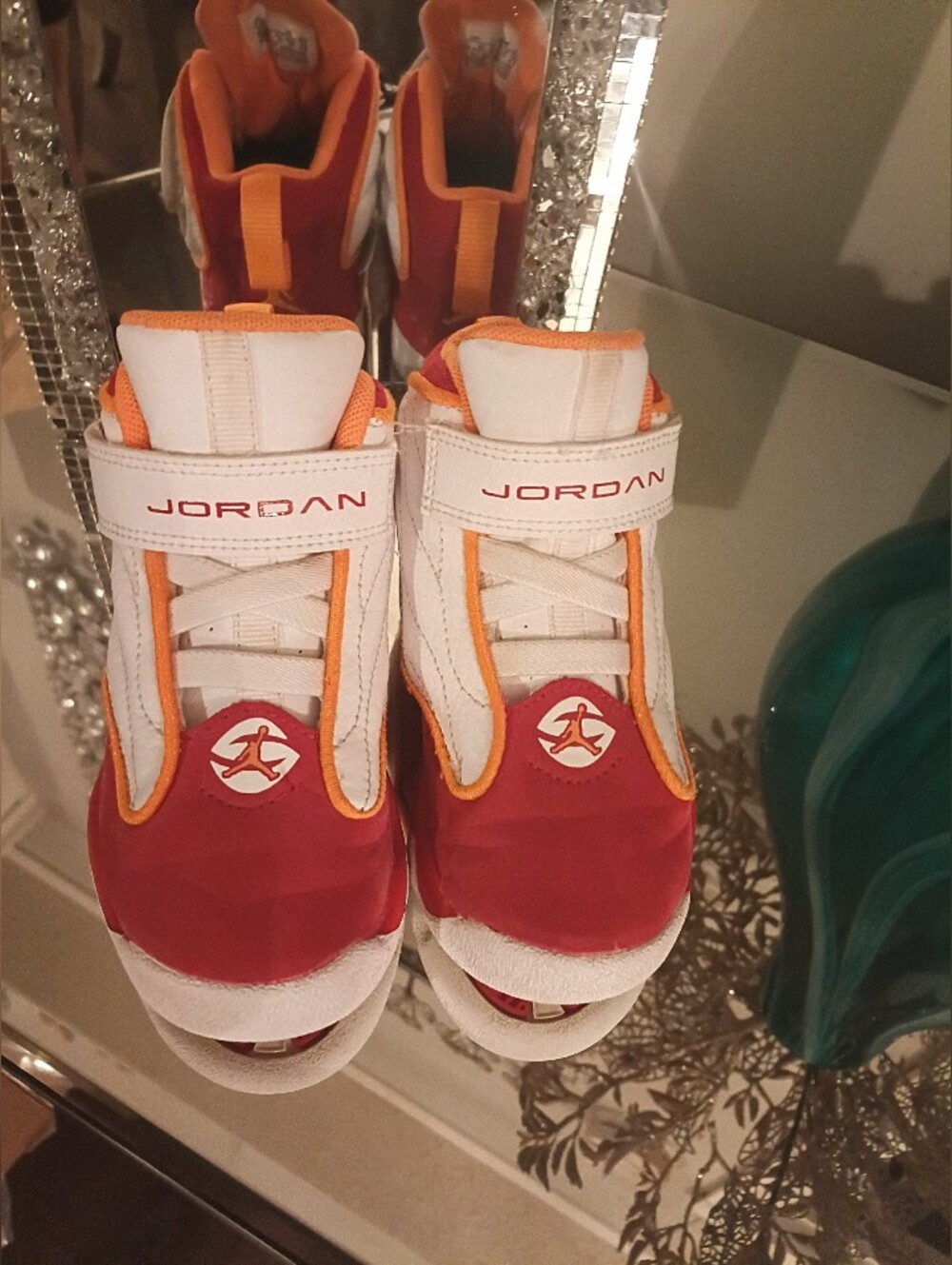 Jordan Kids' High-Top Sneakers in White and Red-Orange